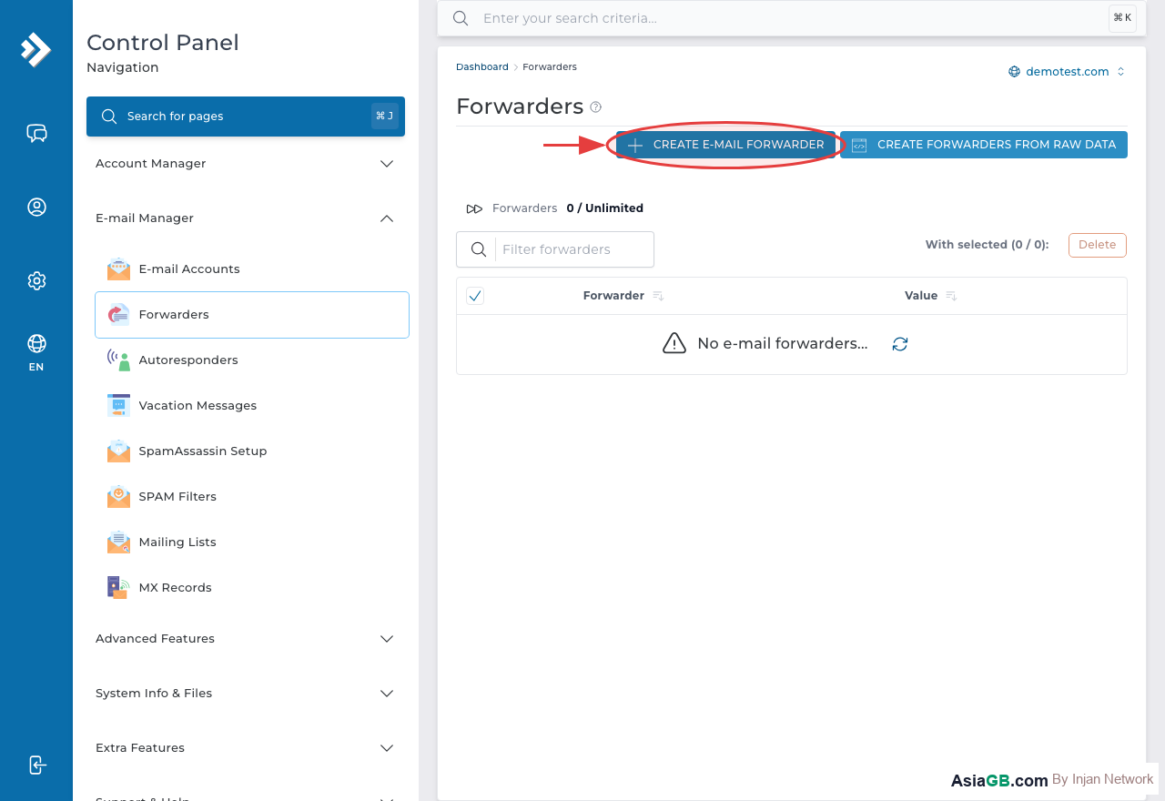 Click Add Forwarder (circled) to create a new forwarder